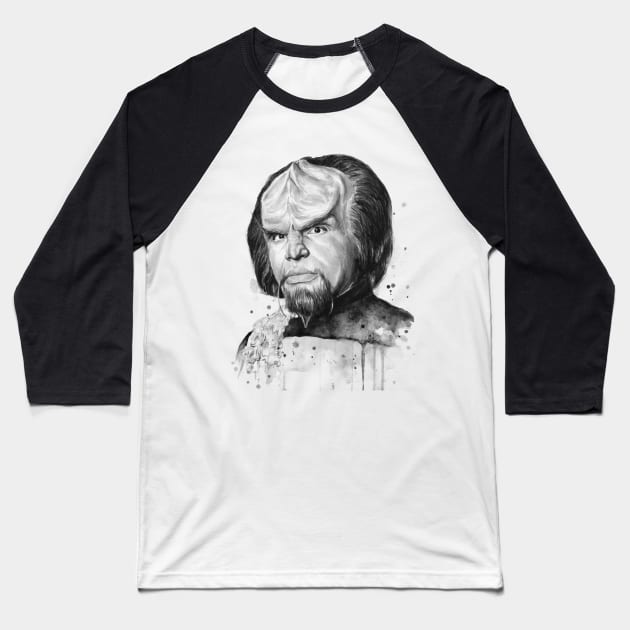 Worf Watercolor Painting Baseball T-Shirt by Olechka